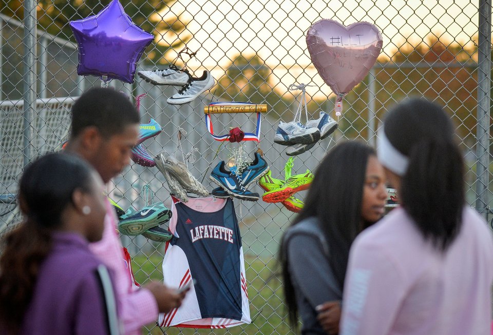Friends gathered during the candlelight vigil at Lafayette High School 