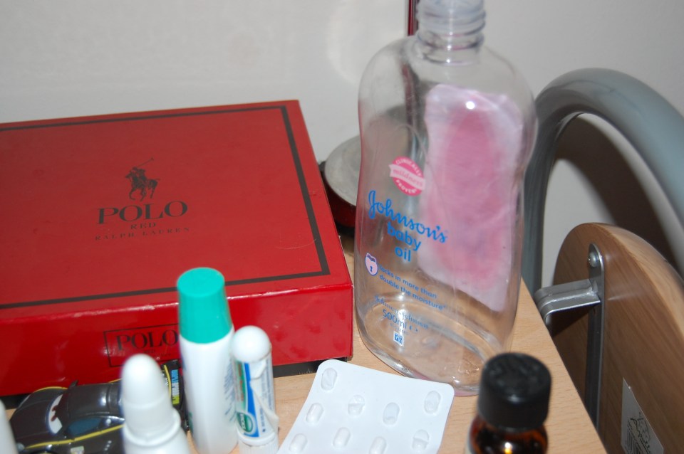 Images show sex drugs and baby oil were among those shown to the jury