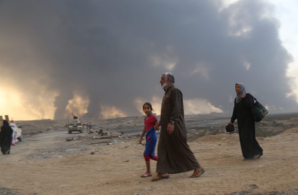 The smoke was visible to civilians as they fled the chaos