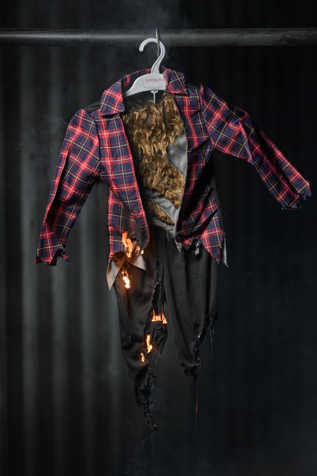 At 26 seconds . . . flames took hold in 26 seconds on the costume which costs £12