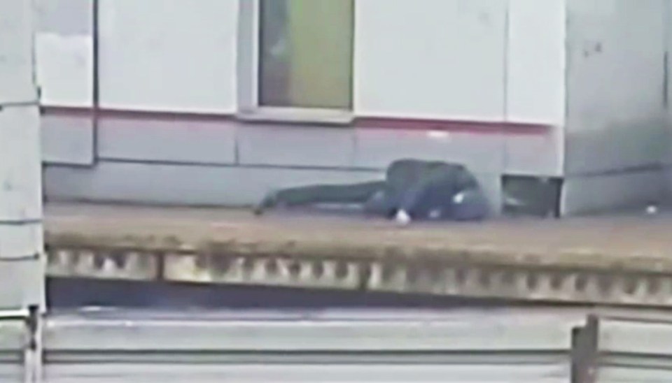 The man can be seen lying down after the force of the impact 