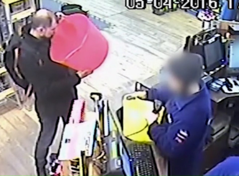 Brizzi was caught on camera buying the equipment he used to try and dissolve Gordon Semple's body 