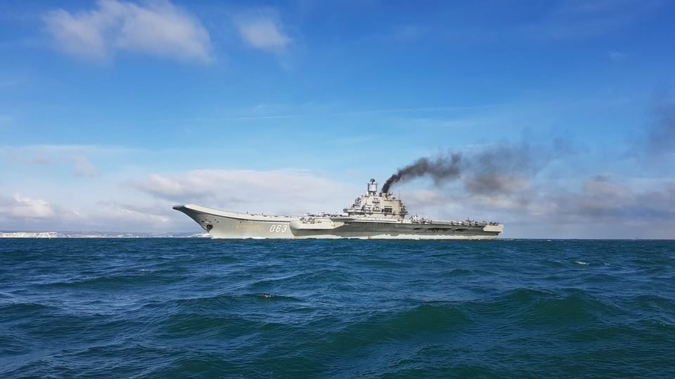 Menacing ... Russian task force had last week passed through the English Channel on its way to Syria