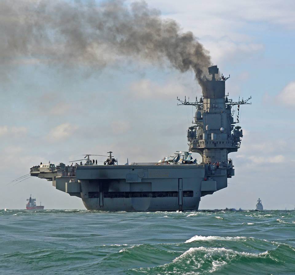 Russian aircraft carrier Admiral Kuznetsov in the English Channel