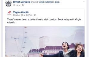 British Airways staff make a blunder by posting rival Virgin's ad on their Facebook page