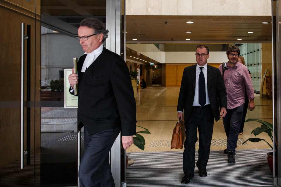 Jutting's legal team arrive at court today ahead of what is expected to be a three-week trial
