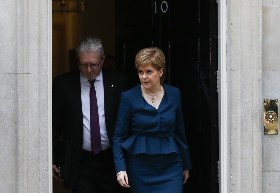 Scottish First Minister Nicola Sturgeon leaves Downing Street