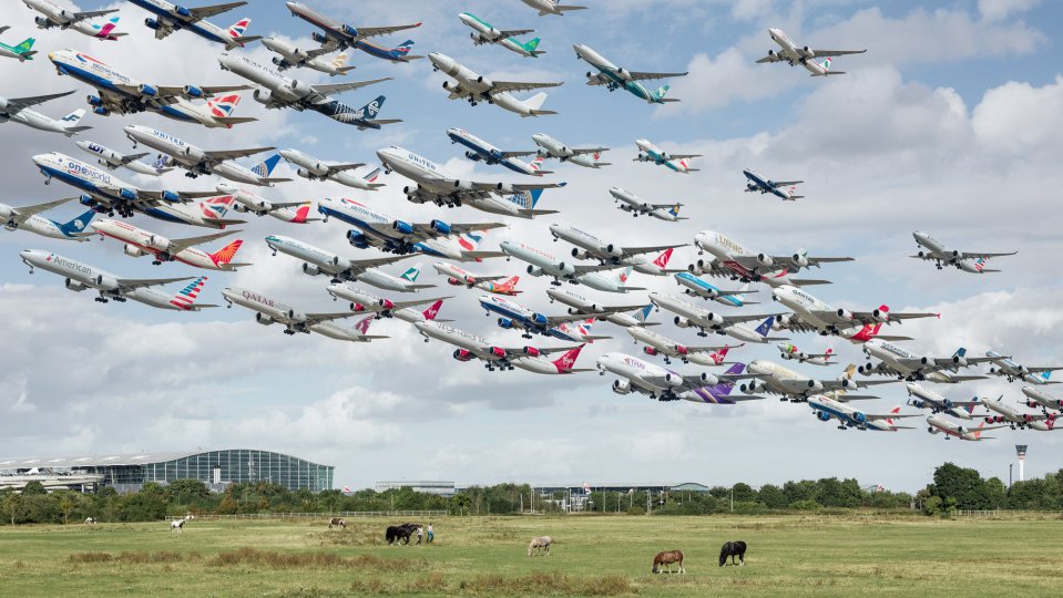 He said some of the amazing composite pictures - inclduing this one of Heathrow - took weeks or even months to create