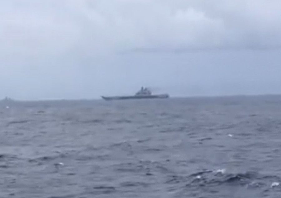 Threat ... A Russian warship is spotted just a few miles off the coast of Gibraltar