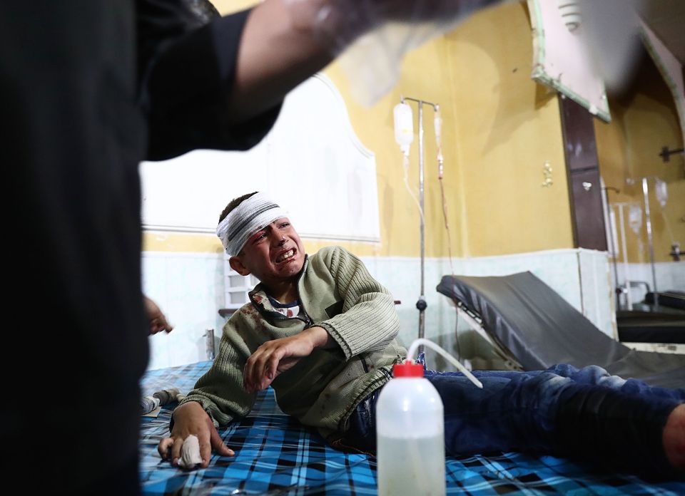 Many wounded children have been taken to Douma's makeshift hospital