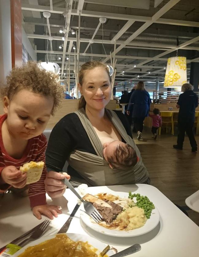 Katy Scringa was angered when she was told to breastfeed in the stores 'designated area'