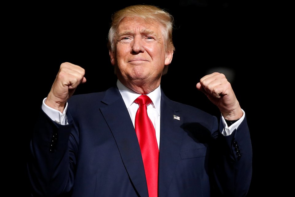 Republican presidential nominee Donald Trump appears at a campaign event in Geneva on Thursday