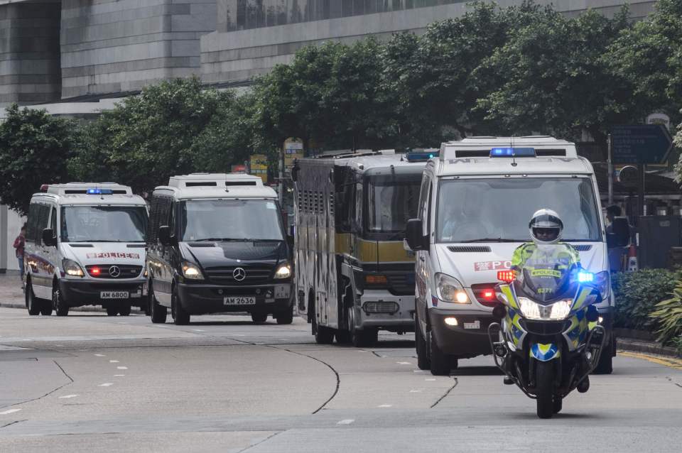 Prison van takes Jutting to court in Hong Kong where his defence revealed he had been sexually assaulted as a boy