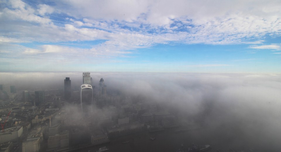 fog seen from The View from The Shard in London