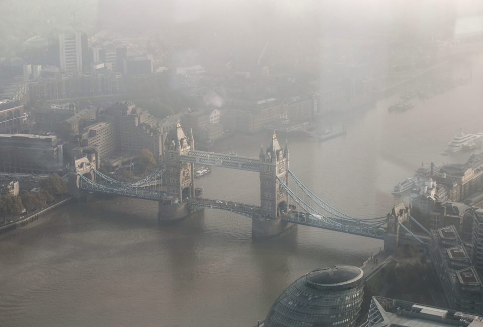 Tower bridge through the fog
