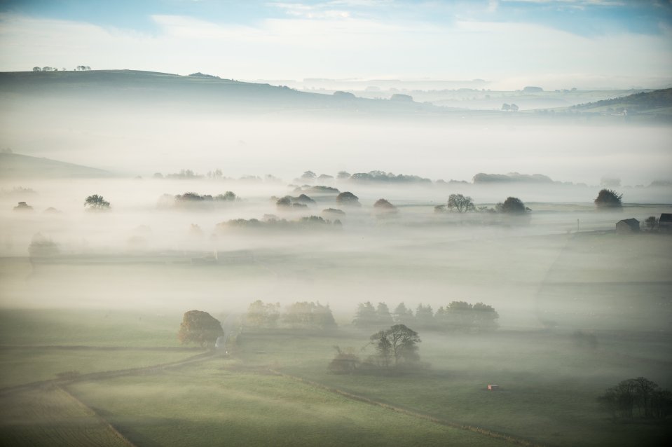 A beautiful misty autumnal morning in the Peak District, Derbyshire this morning