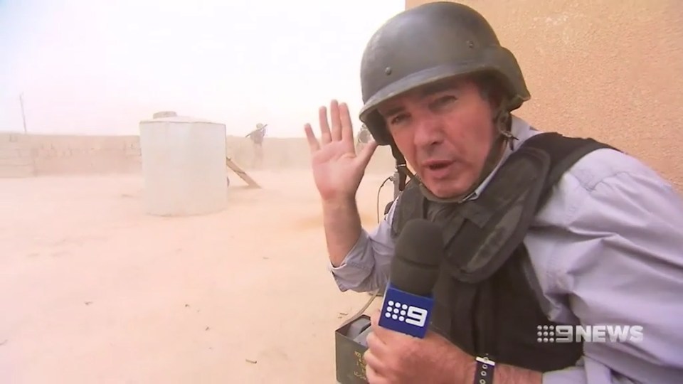 The 9News reporter was speaking from the city of 1.5million that is in the grip of a liberation attempt by Iraqi and Kurdish forces