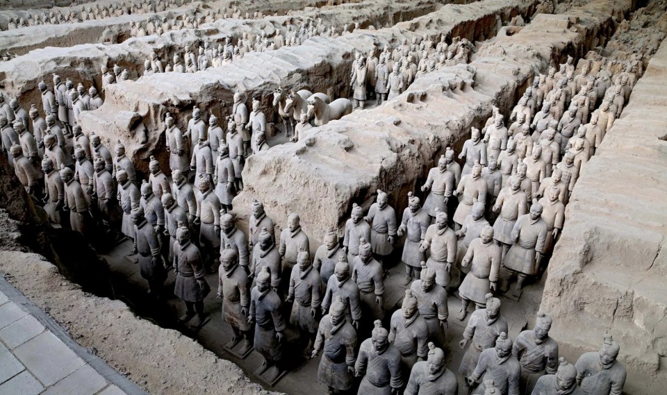 China's famous Terracotta Army depictied the warriors of Qin Shi Huang, the first Emperor of China, and were built in about 210 BC