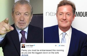 The Apprentice's Lord Sugar reignites bitter feud with Piers Morgan dubbing him 'the biggest clown'