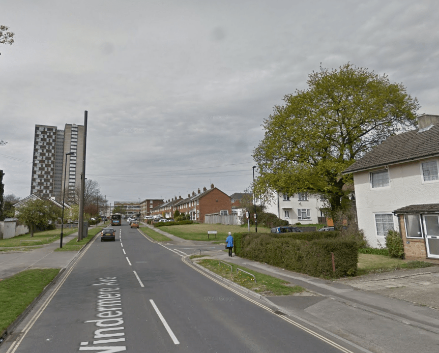 The road where the young boy was struck by a car as he wore a clown mask