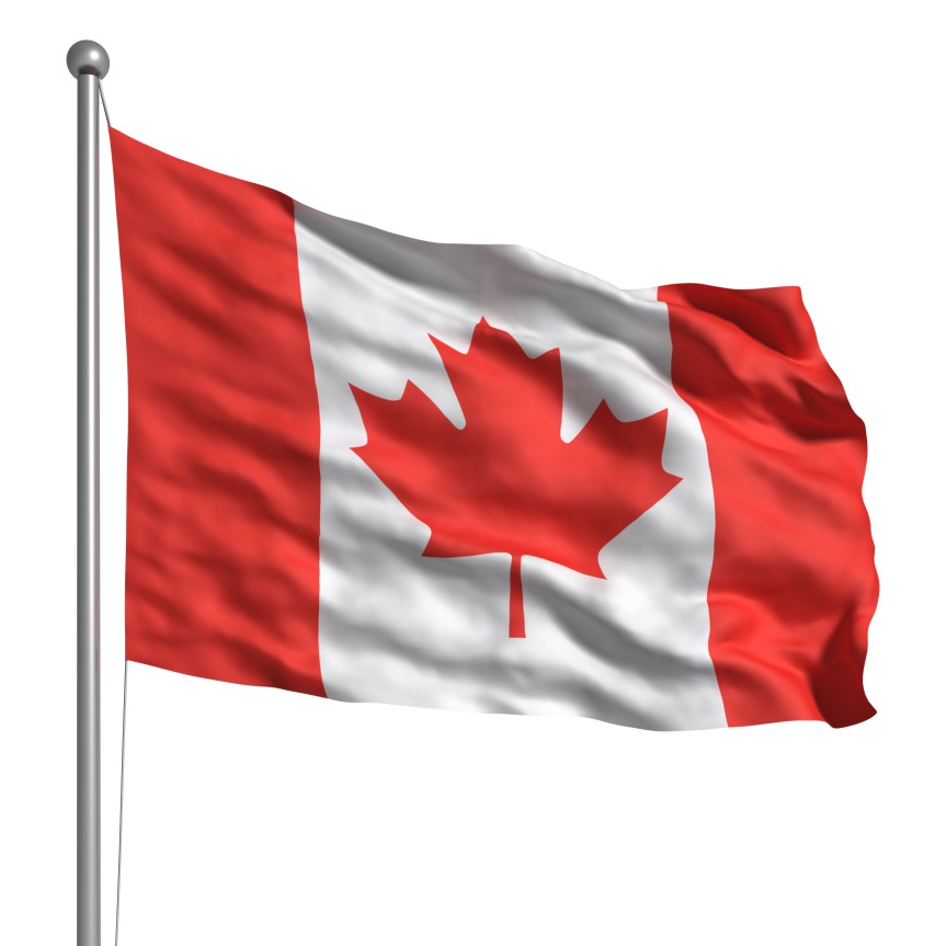C42F53 Flag of Canada. Rendered with fabric texture (visible at 100%). Clipping path included. Maple Leaf