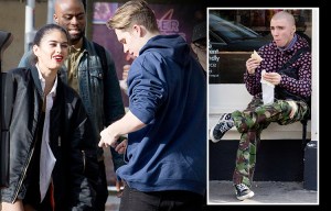 Brooklyn grabs lunch with Rocco's stunning girlfriend... as her boyfriend eats alone