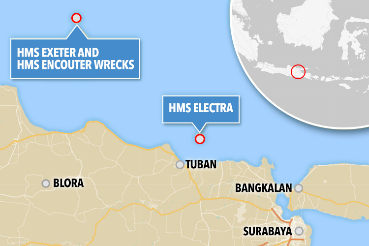 The ships went down off the coast of the island of Java, Indonesia