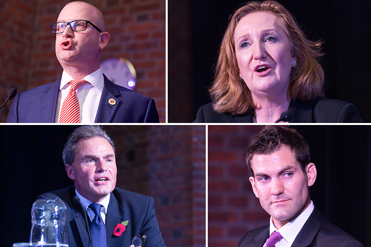 The four faces that could be next to appear on UKIPs famous purple bus 