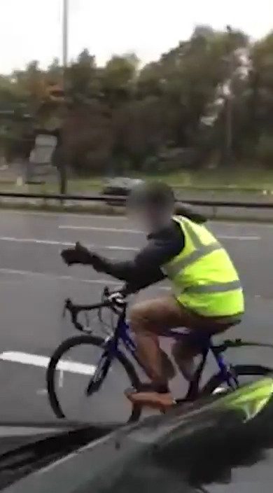 Several cars came close to hitting the rogue cyclist