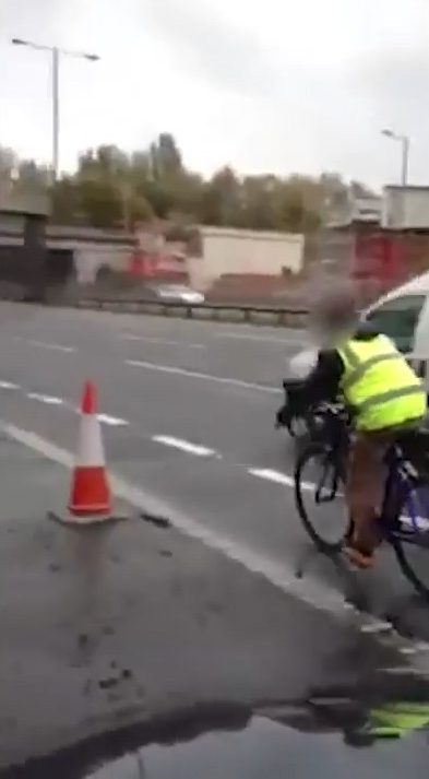 The pair didnt realise he had headphones in until they pulled up alongside him