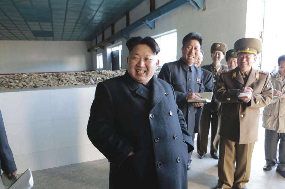 North Korea's leader Kim Jong Un visits a Korean People's Army fishery station in this undated photo released by North Korea's Korean Central News Agency (KCNA) in Pyongyang