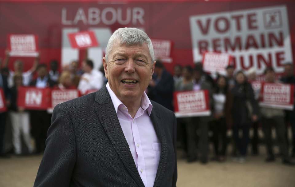 Labour MP Alan Johnson poses with a supporters during a "Labour In for Britain" campaign event in London