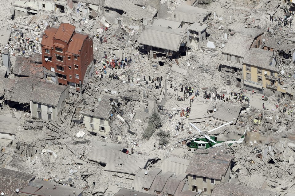 Razed ... Amatrice disaster was one of three recent large quakes to strike central Italy