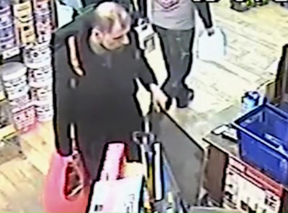 CCTV footage of Stefano Brizzi buying a plastic bin at a Leyland DIY store in which he allegedly used to dissolve a cop’s body