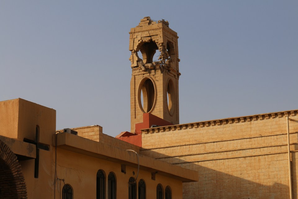 The fanatics desecrated and partially destroyed the church in Qaraqosh