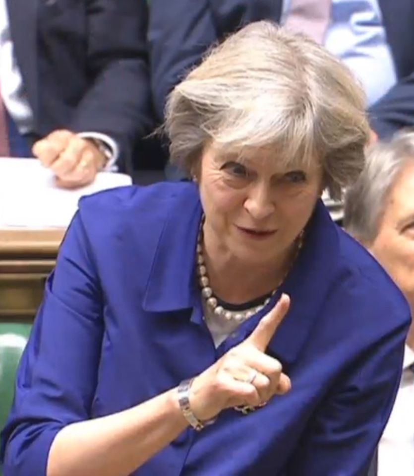 Theresa May looked sheepish when she was informed of her mistake