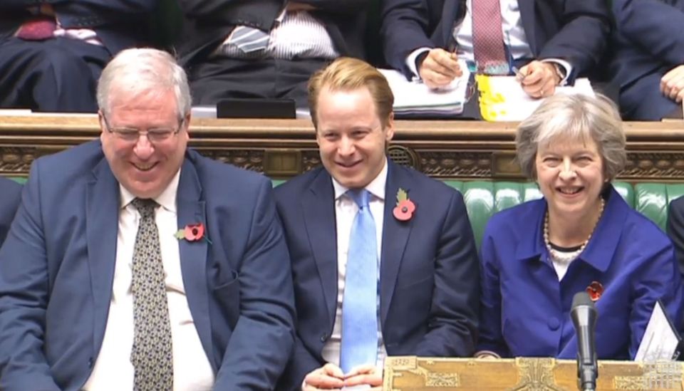 She then blamed the whole thing on Chancellor of the Duchy of Lancaster Patrick McLoughlin (left)