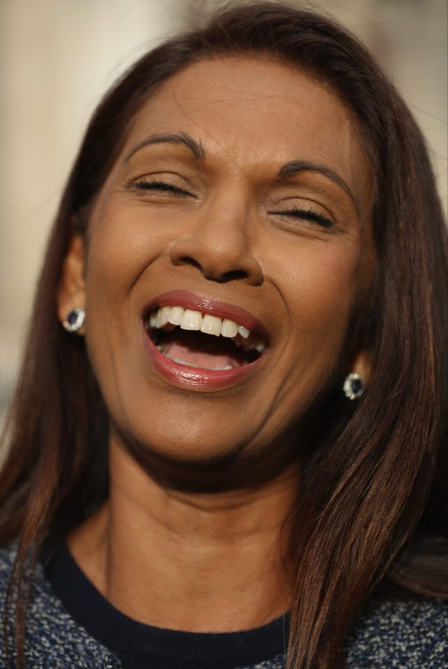 Gina Miller laughs after the decision is announced at the High Court