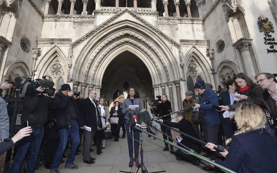 Mrs Miller said Government cannot 'casually throwing away people's rights' outside the High Court today over Brexit