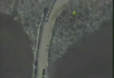 A Russian drone cam showing an empty road
