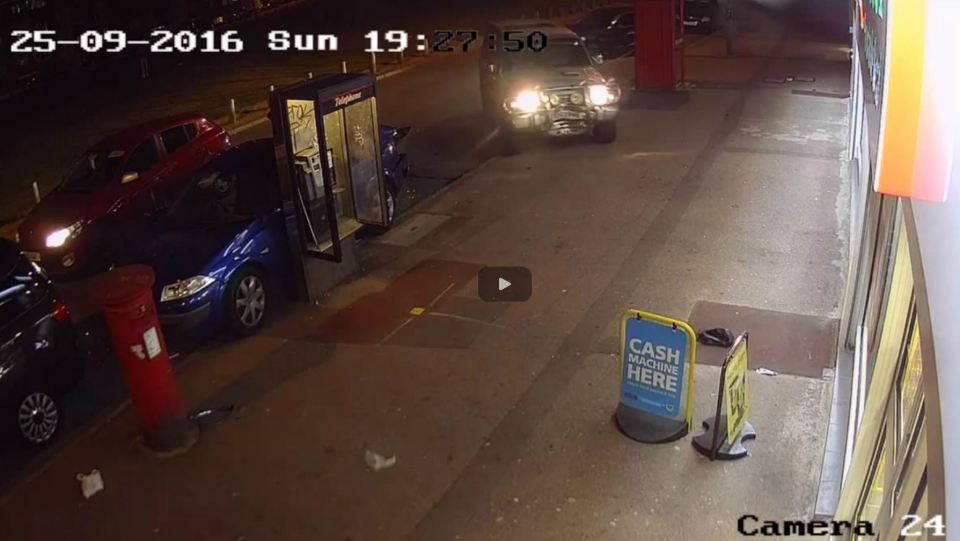 It then reverses back again, and proceeds to mount the wide pavement