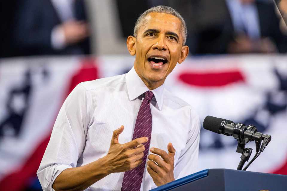 Obama told the audience: "You've got an older gentleman who is supporting his candidate. He's not doing nothing. You don't have to worry about him"