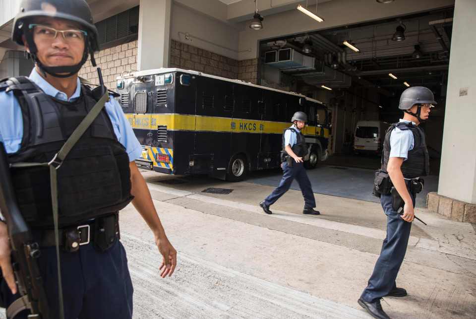A prison van carrying British banker Rur