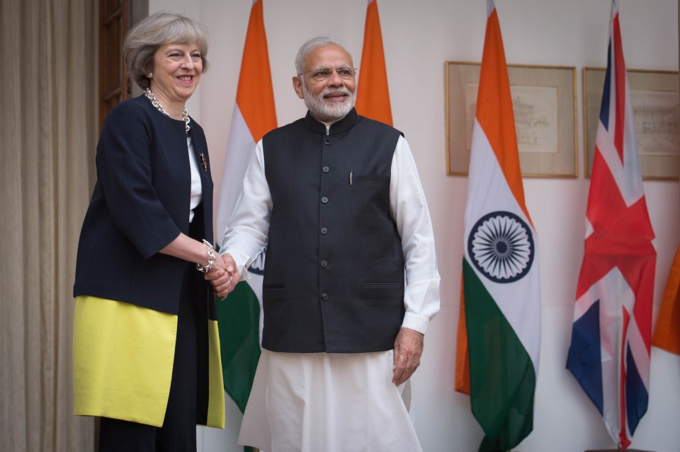 Theresa May met her Indian counterpart, Narendra Modi, on a trade trip today
