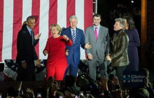 Obamas join Bon Jovi and Lady Gaga in final last bid to put Clinton in the White House