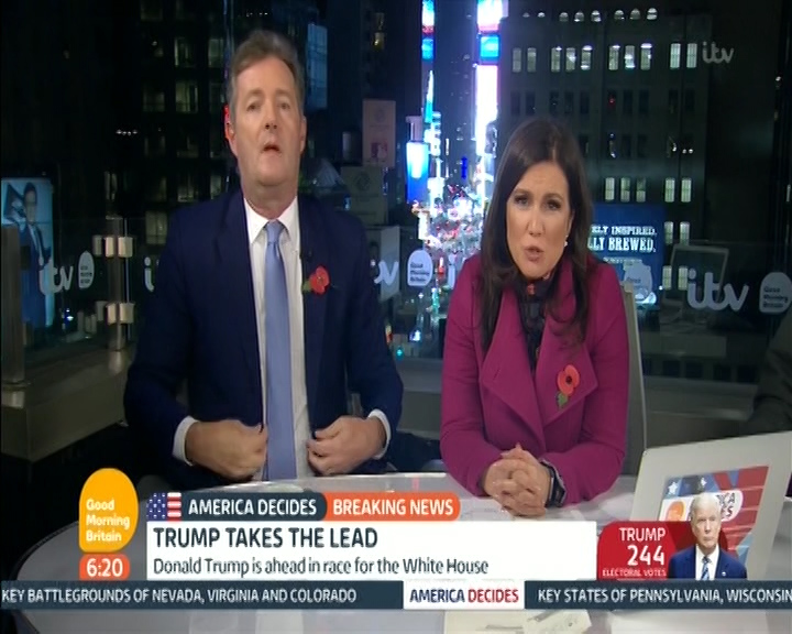Viewers had suggested that the presenting team had been at loggerheads this morning as Piers Morgan repeatedly congratulated his friend Donald Trump