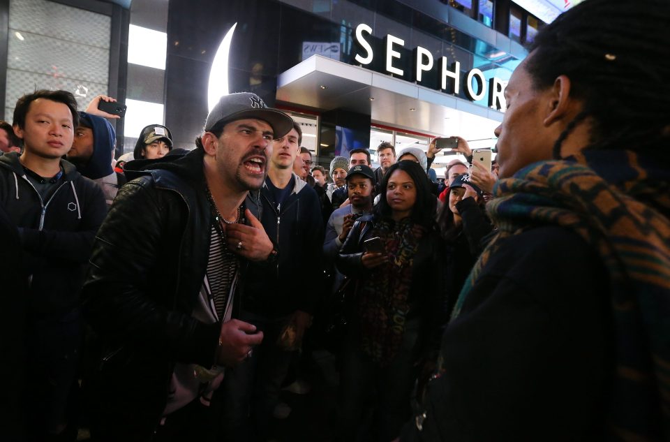 Donald Trump supporters and Hillary Clinton fans clash in Times Square