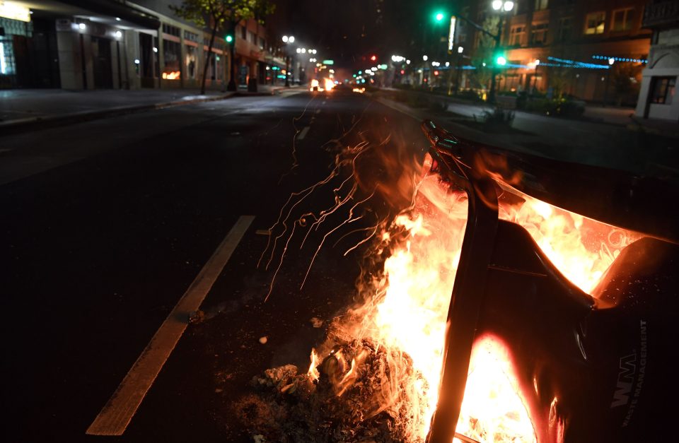 Several dozen protesters gathered in downtown Oakland to protest the election
