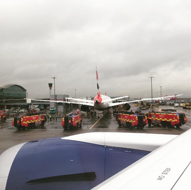Fire crews were called to a suspected fire on a plane at Heathrow