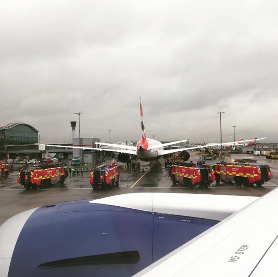 Fire crews were called to a suspected fire on a plane at Heathrow